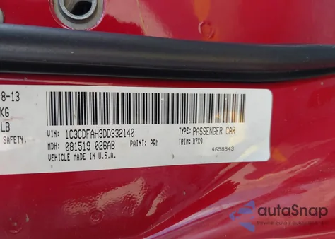 2013 Dodge Dart Aero from USA, damaged, VIN 1C3CDFAH3DD332140